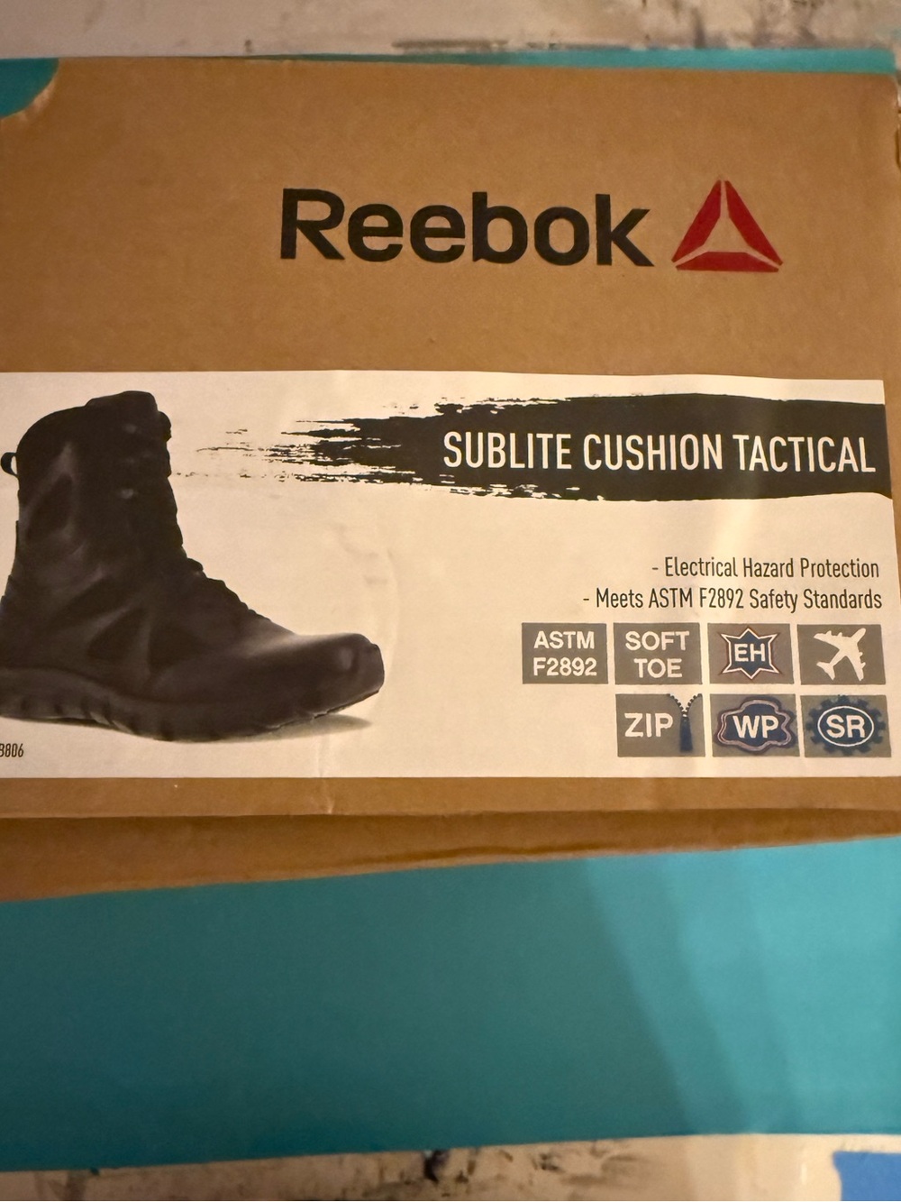 Reebok 7.5 Sublite Tactical Cushion boots, 8” ASTM F2892 Soft toe Waterproof